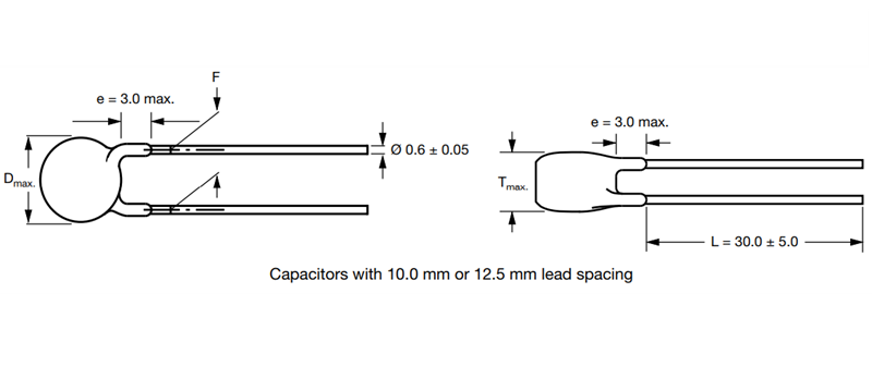 机械图纸 - Vishay / BC Components AY1汽车级交流安规电容器